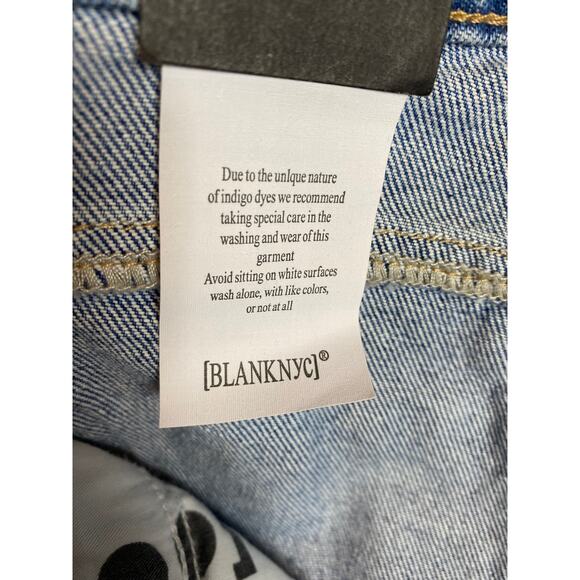 NWT BLANK NYC JEANS 33 THE FRANKLIN RIBCAGE WIDE LEG RIPPED BAGGY BLUE LIGHTS - Picture 7 of 12
